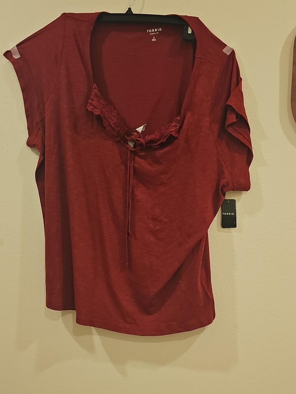 torrid Lace-Trim Tie Front Camisole in Burgundy